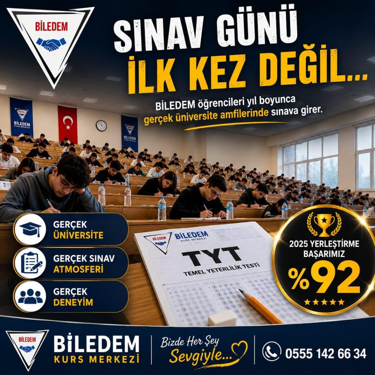Sınav günü ilk kez değil: öğrencilerimiz yıl boyu gerçek üniversite amfilerinde sınava girer