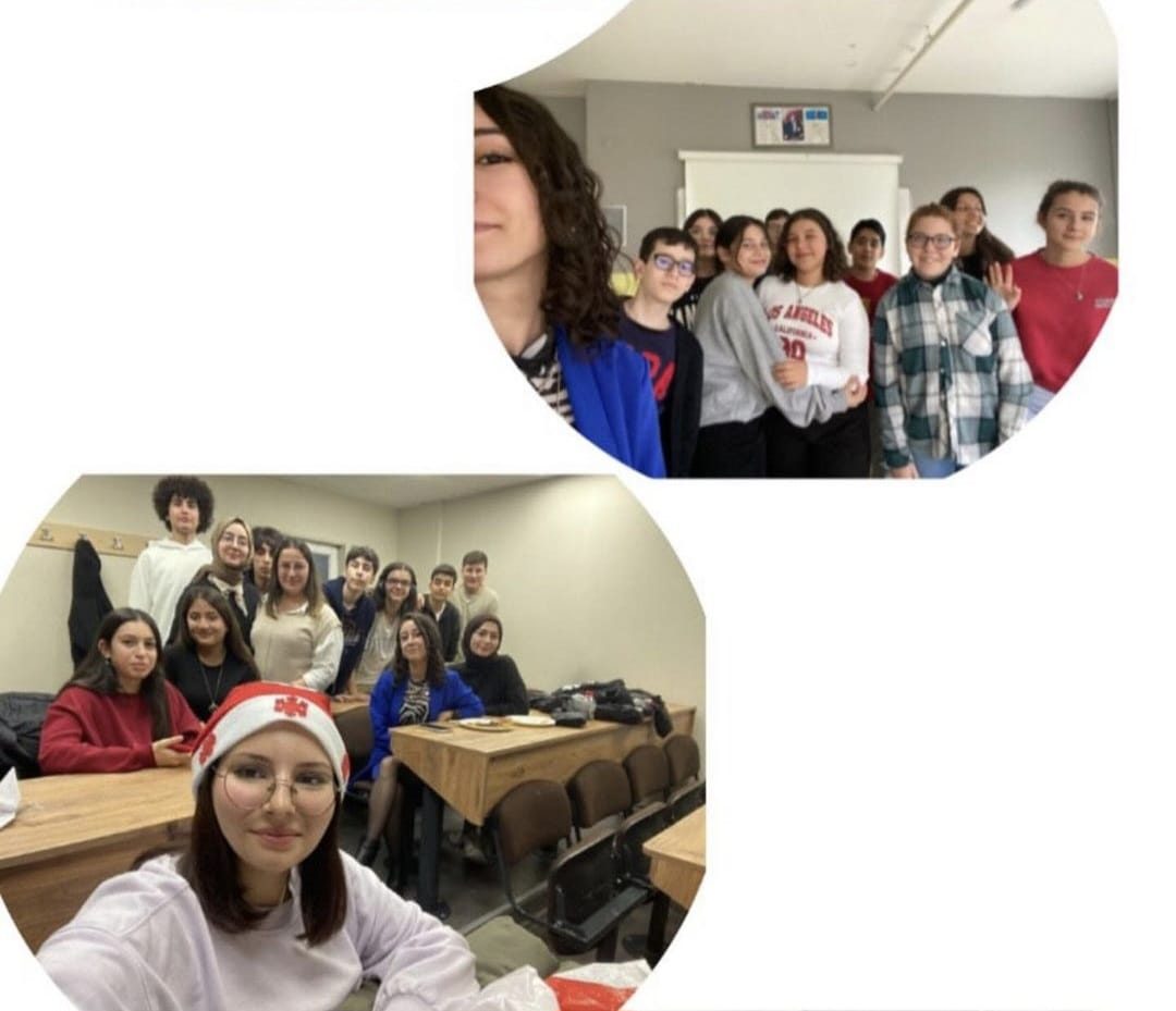 Yeni yıl kutlamasından sınıf grup fotoğrafları